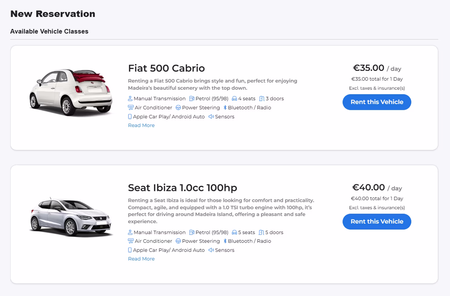 Choose a Car & Extras